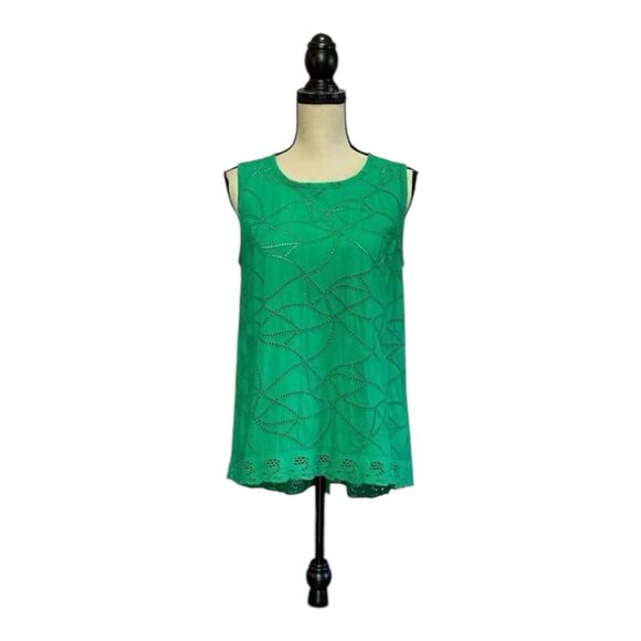 Cabi Gemma Eyelet Lace Sleeveless Green Top Women’s Size Small - Picture 2 of 5